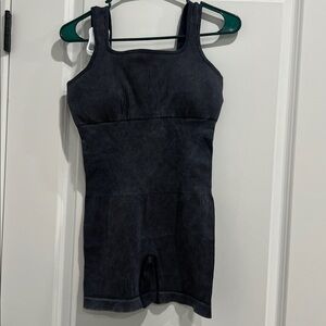 Black Ribbed Sleeveless Romper